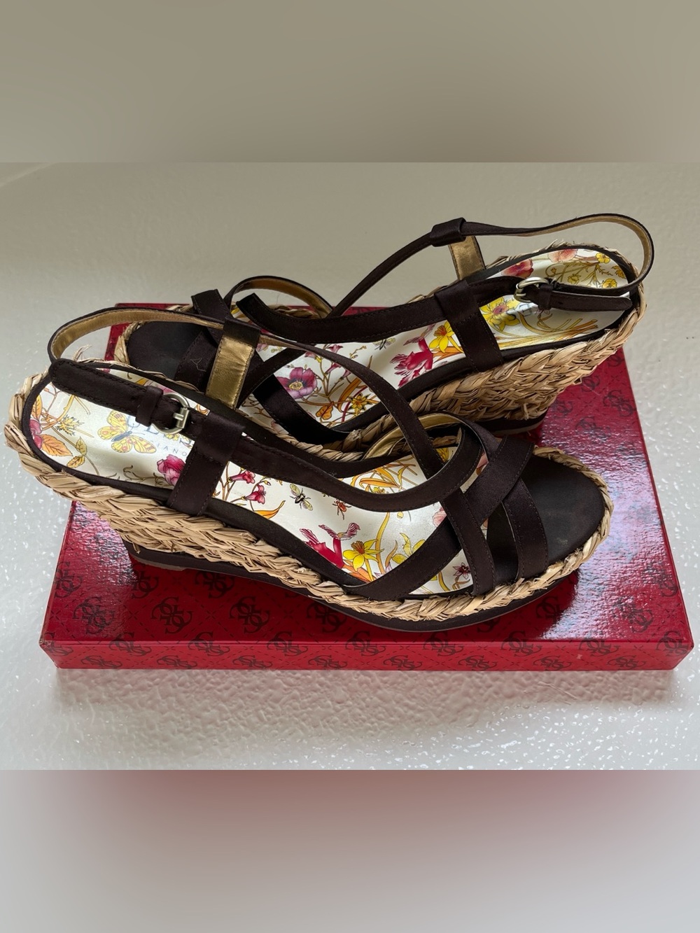 Guess Brown Wedge Sandals